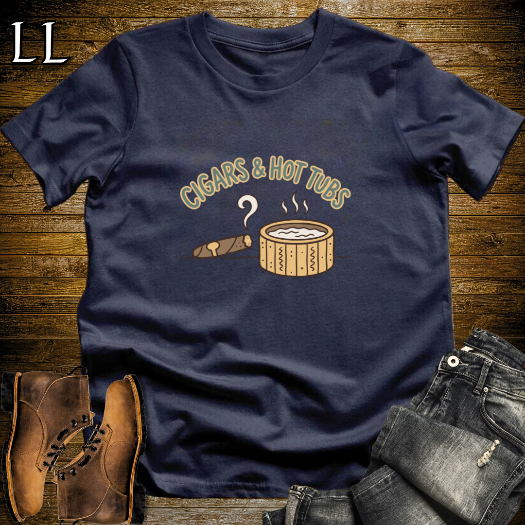 Cigars and Hot Tubs T-Shirt Navy | Cigar Lover Gift Shirt
