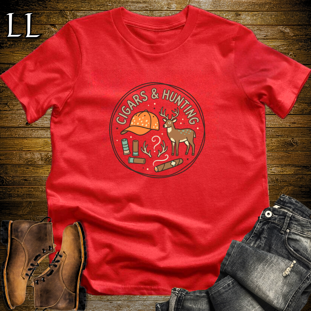 Cigars and Hunting T-Shirt Red | Deer Season Cigar Shirt