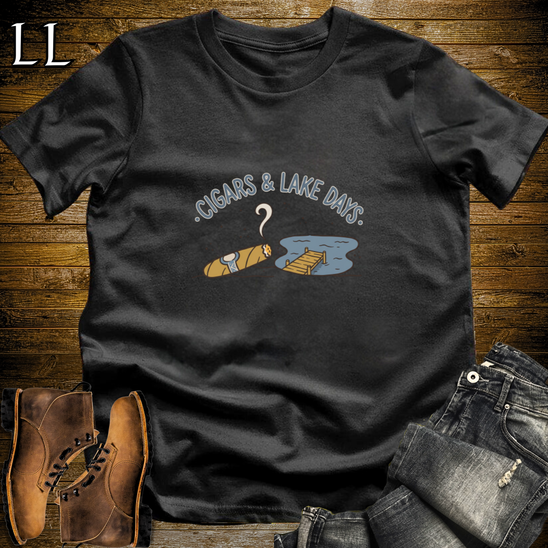 Cigars and Lake Days T-Shirt Black | Lake House Cigar Gift
