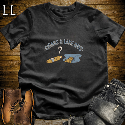 Cigars and Lake Days T-Shirt Black | Lake House Cigar Gift