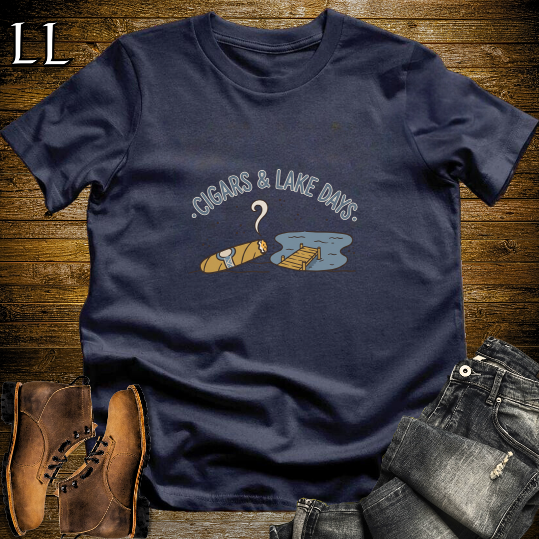 Cigars and Lake Days T-Shirt Navy | Lake House Cigar Gift