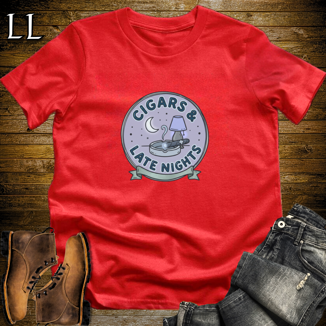 Cigars and Late Nights T-Shirt Red | Late Night Cigar Shirt