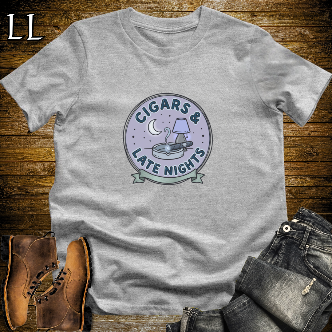 Cigars and Late Nights T-Shirt Sport Grey | Late Night Cigar Shirt