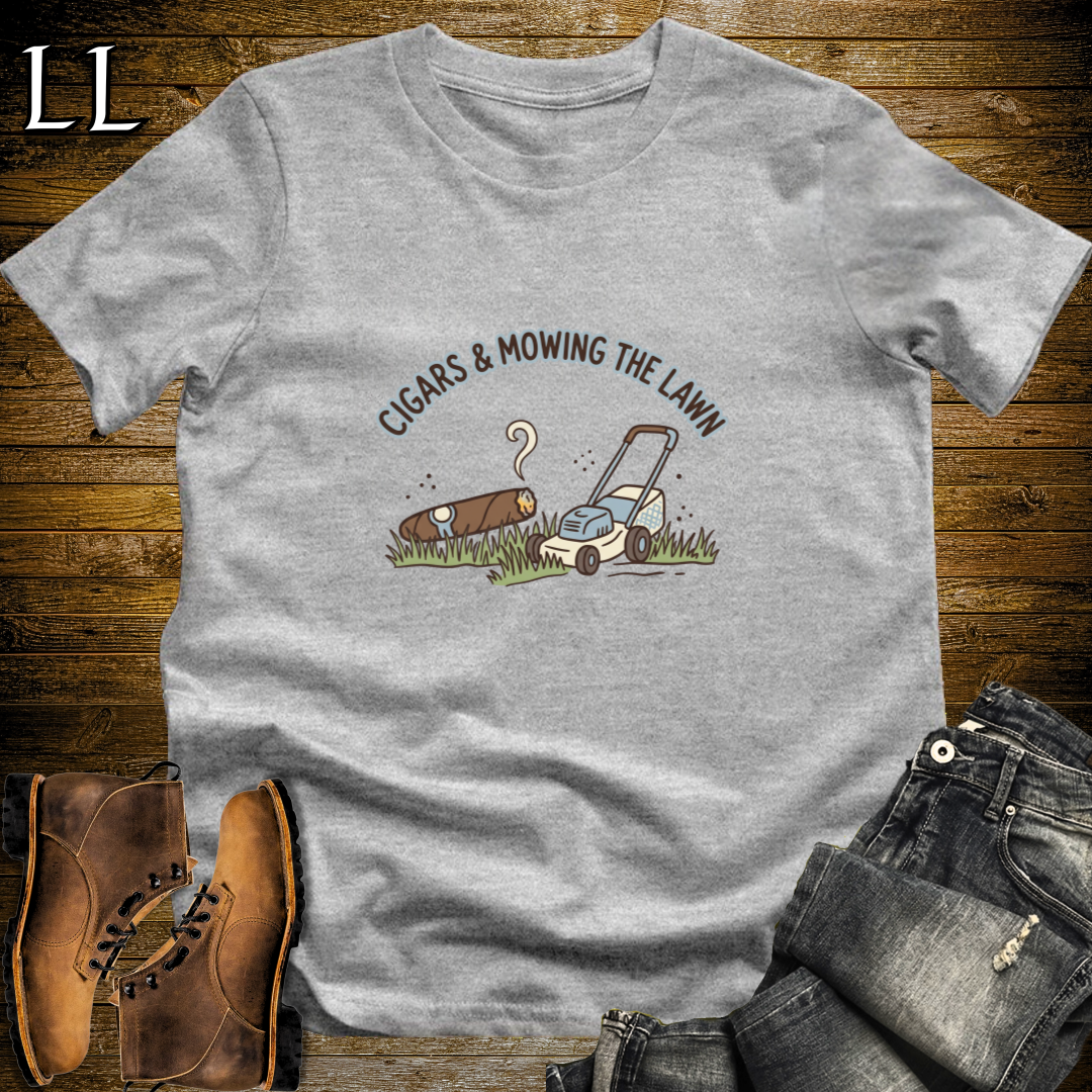 Cigars and Mowing The Lawn T-Shirt Sport Grey | Lawn Care Gift Tee