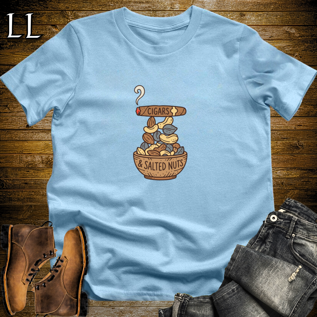 Cigars and Nuts T-Shirt Light Blue | Cigar Pairing Tee