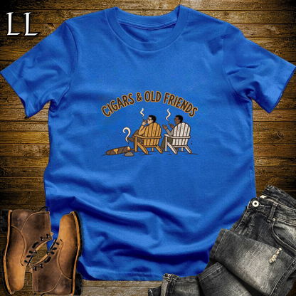 Cigars and Old Friends T-Shirt Royal Blue | Old Friends Cigar Gift Tee