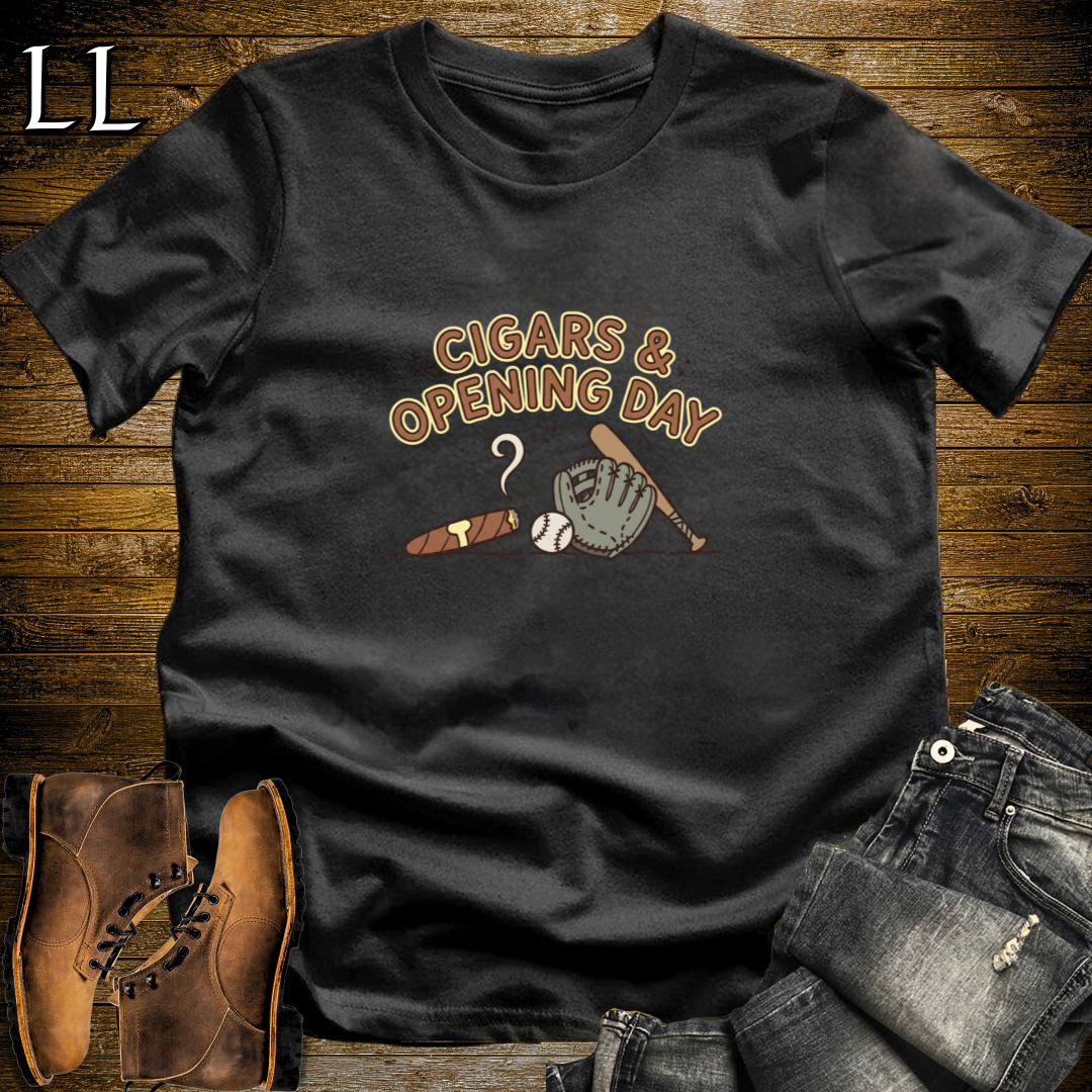 Cigars and Opening Day T-Shirt Black | Baseball Fan Gift