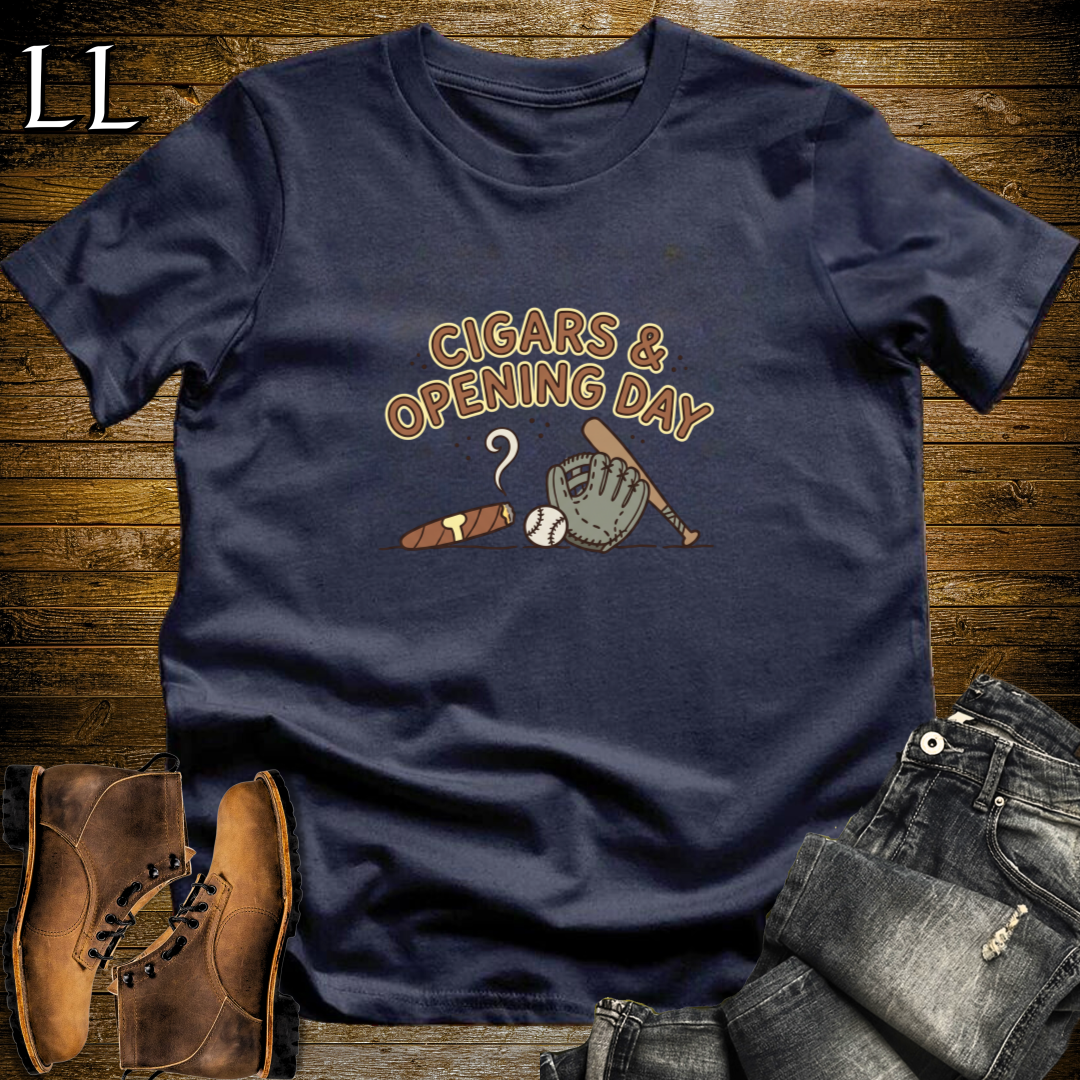 Cigars and Opening Day T-Shirt Navy | Baseball Fan Gift