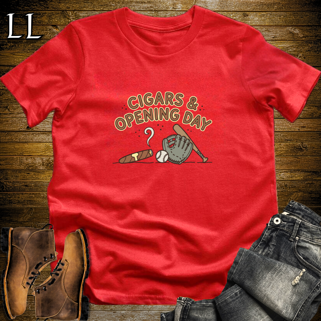 Cigars and Opening Day T-Shirt Red | Baseball Fan Gift