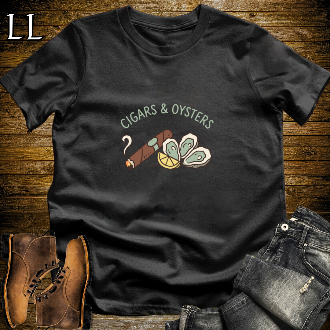 Cigars and Oysters T-Shirt Black | Cigar Pairing Tee