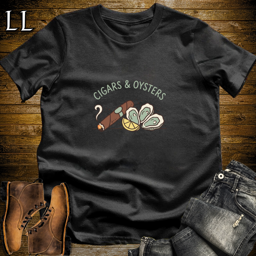 Cigars and Oysters T-Shirt Black | Cigar Pairing Tee