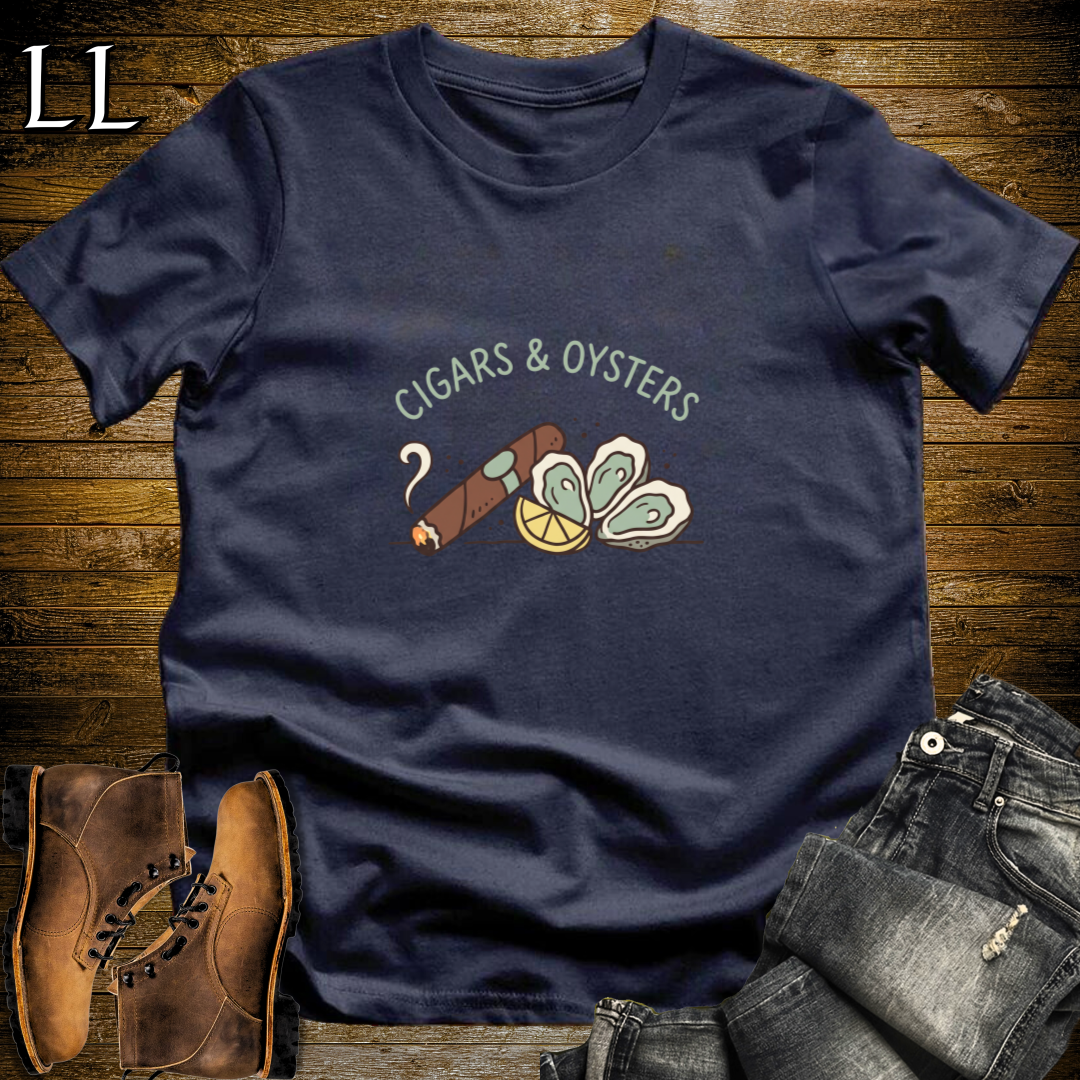 Cigars and Oysters T-Shirt Navy | Cigar Pairing Tee