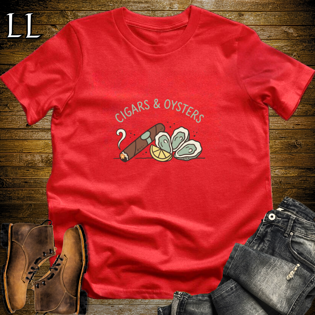 Cigars and Oysters T-Shirt Red | Cigar Pairing Tee