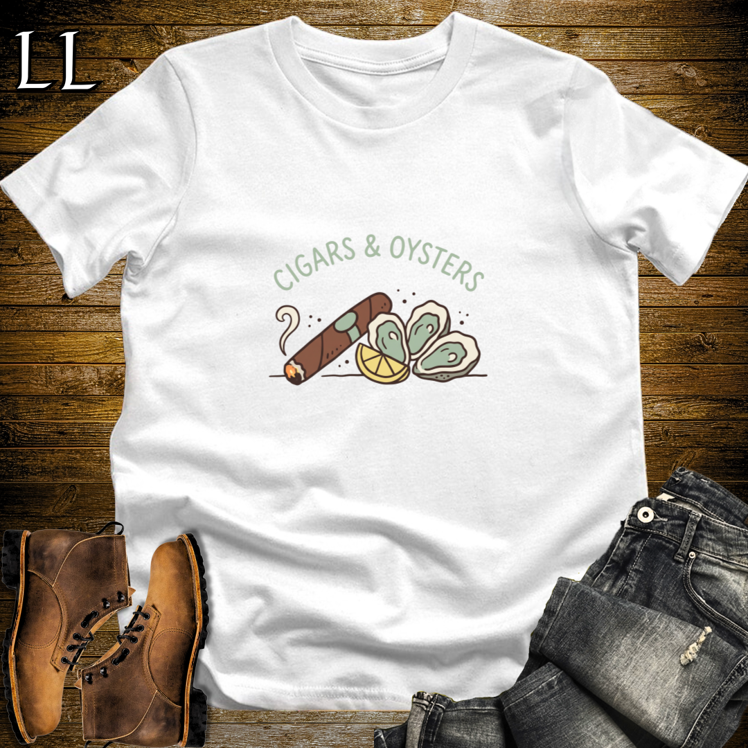 Cigars and Oysters T-Shirt White | Cigar Pairing Tee