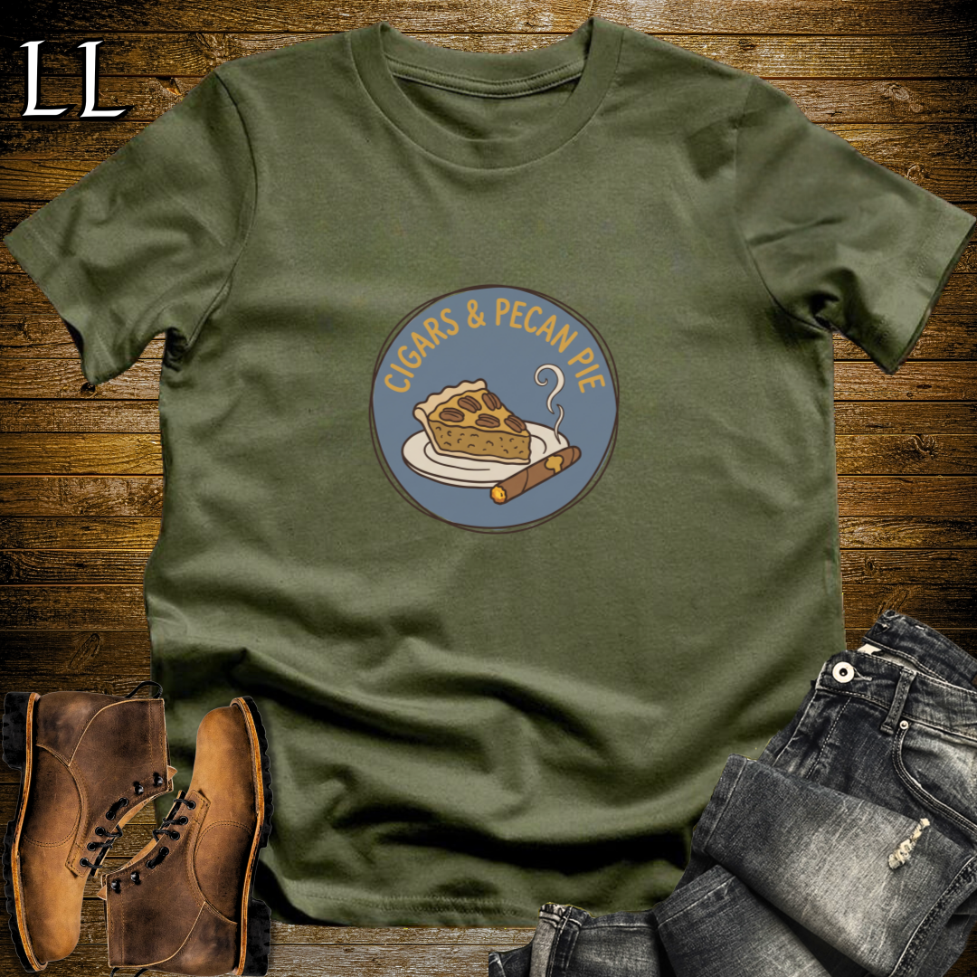 Cigars and Pecan Pie T-Shirt Military Green | Cigar Pairing Shirt