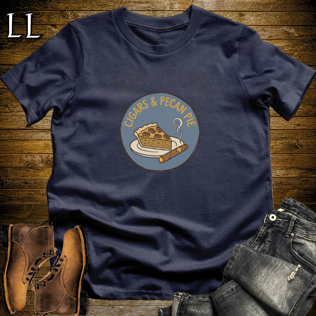 Cigars and Pecan Pie T-Shirt Navy | Cigar Pairing Shirt