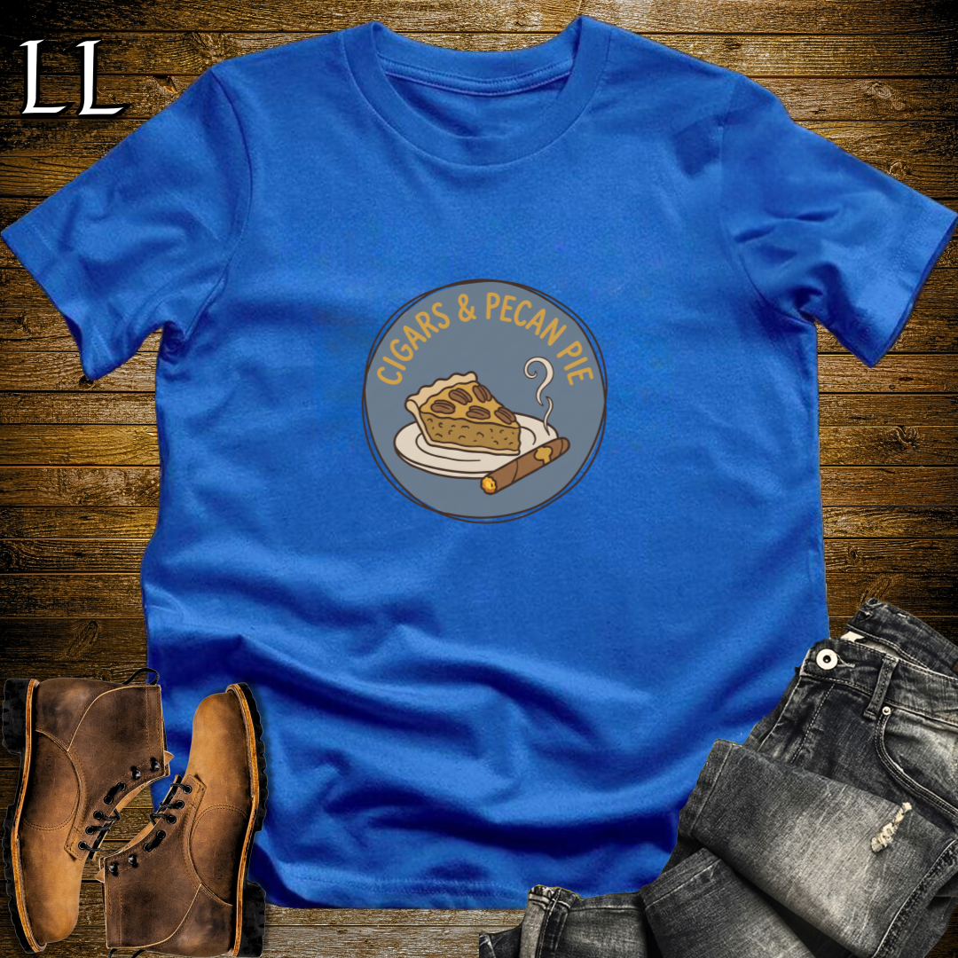 Cigars and Pecan Pie T-Shirt Royal Blue | Cigar Pairing Shirt