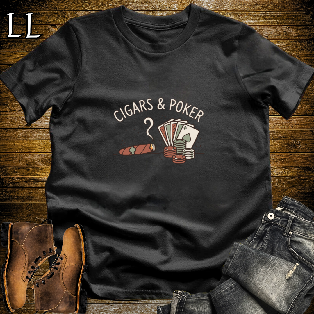 Cigars and Poker T-Shirt Black | Cigar Poker Night Gift Tee