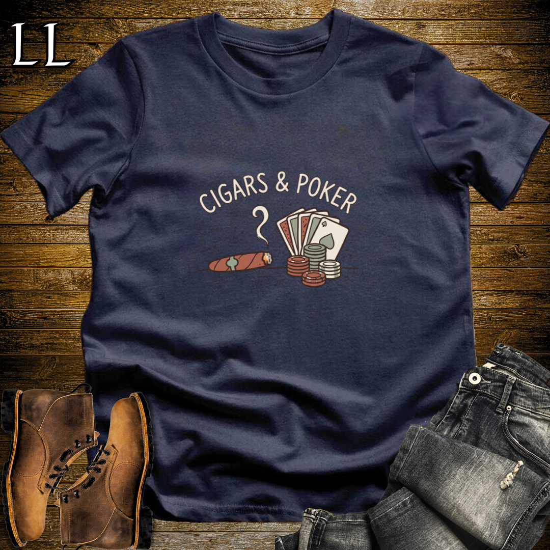 Cigars and Poker T-Shirt Navy | Cigar Poker Night Gift Tee