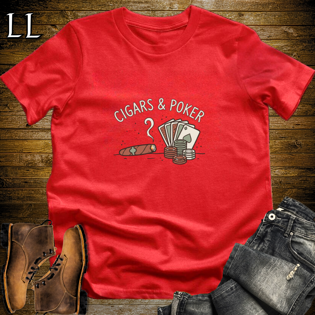 Cigars and Poker T-Shirt Red | Cigar Poker Night Gift Tee