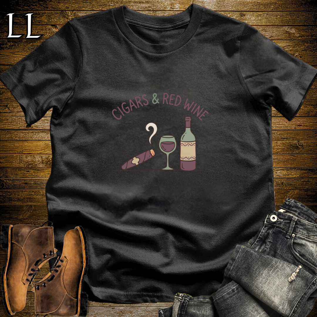 Cigars and Red Wine T-Shirt Black | Cigar Pairing Gift Tee