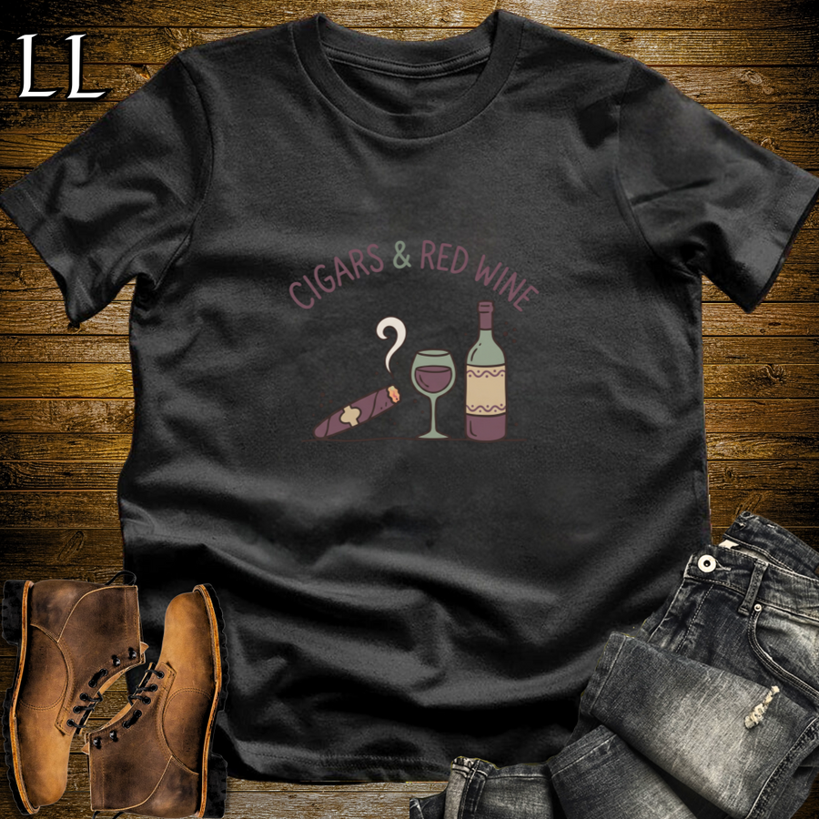 Cigars and Red Wine T-Shirt Black | Cigar Pairing Gift Tee