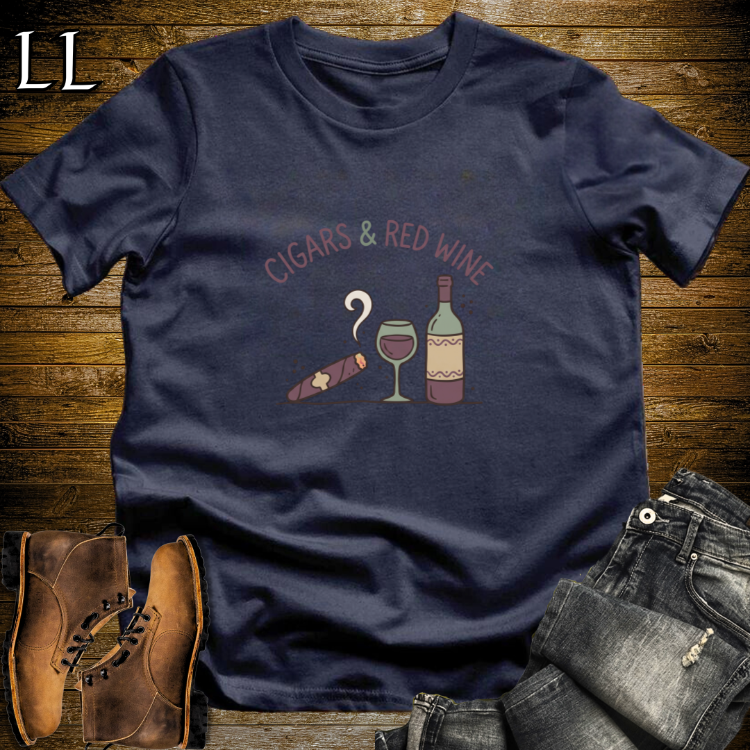 Cigars and Red Wine T-Shirt Navy | Cigar Pairing Gift Tee