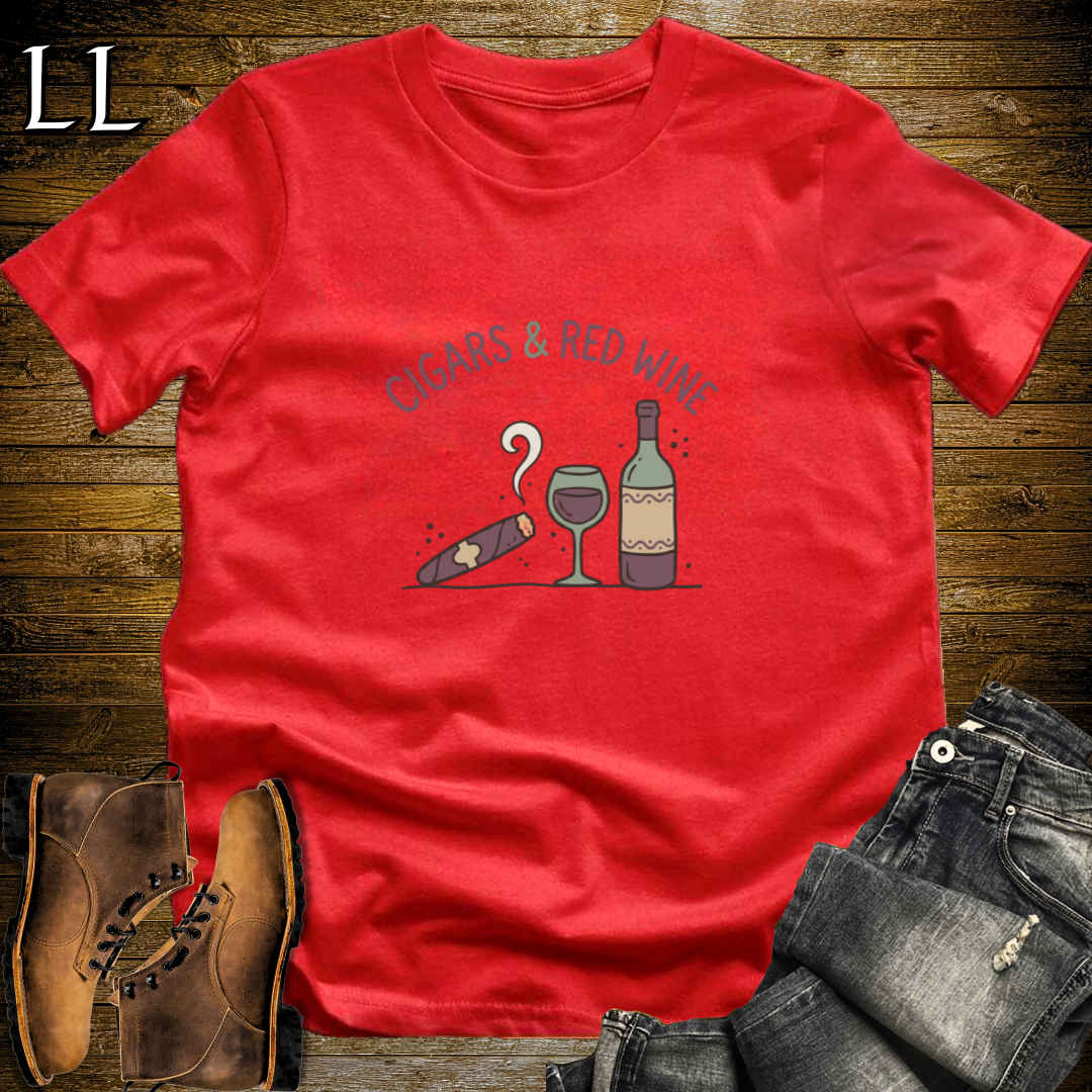 Cigars and Red Wine T-Shirt Red | Cigar Pairing Gift Tee