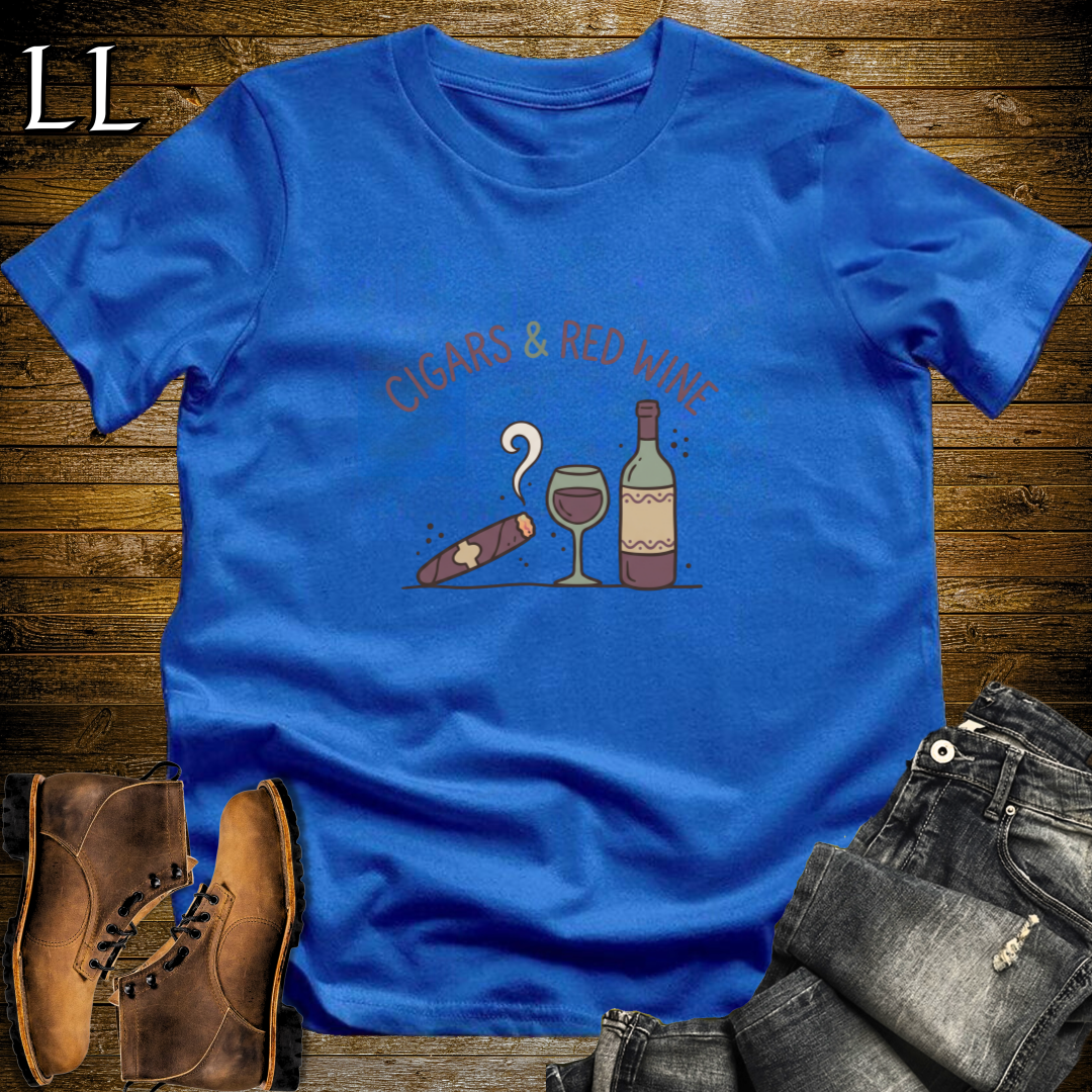 Cigars and Red Wine T-Shirt Royal Blue | Cigar Pairing Gift Tee