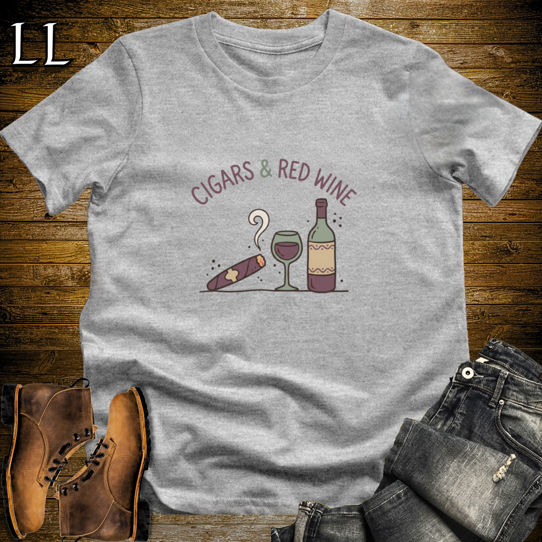 Cigars and Red Wine T-Shirt Sport Grey | Cigar Pairing Gift Tee