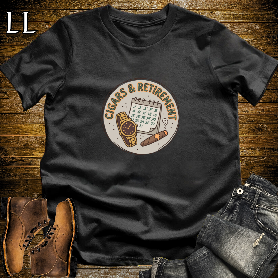 Cigars and Retirement T-Shirt Black | Retirement Cigar Gift Tee