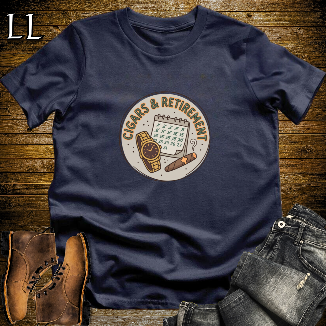 Cigars and Retirement T-Shirt Navy | Retirement Cigar Gift Tee