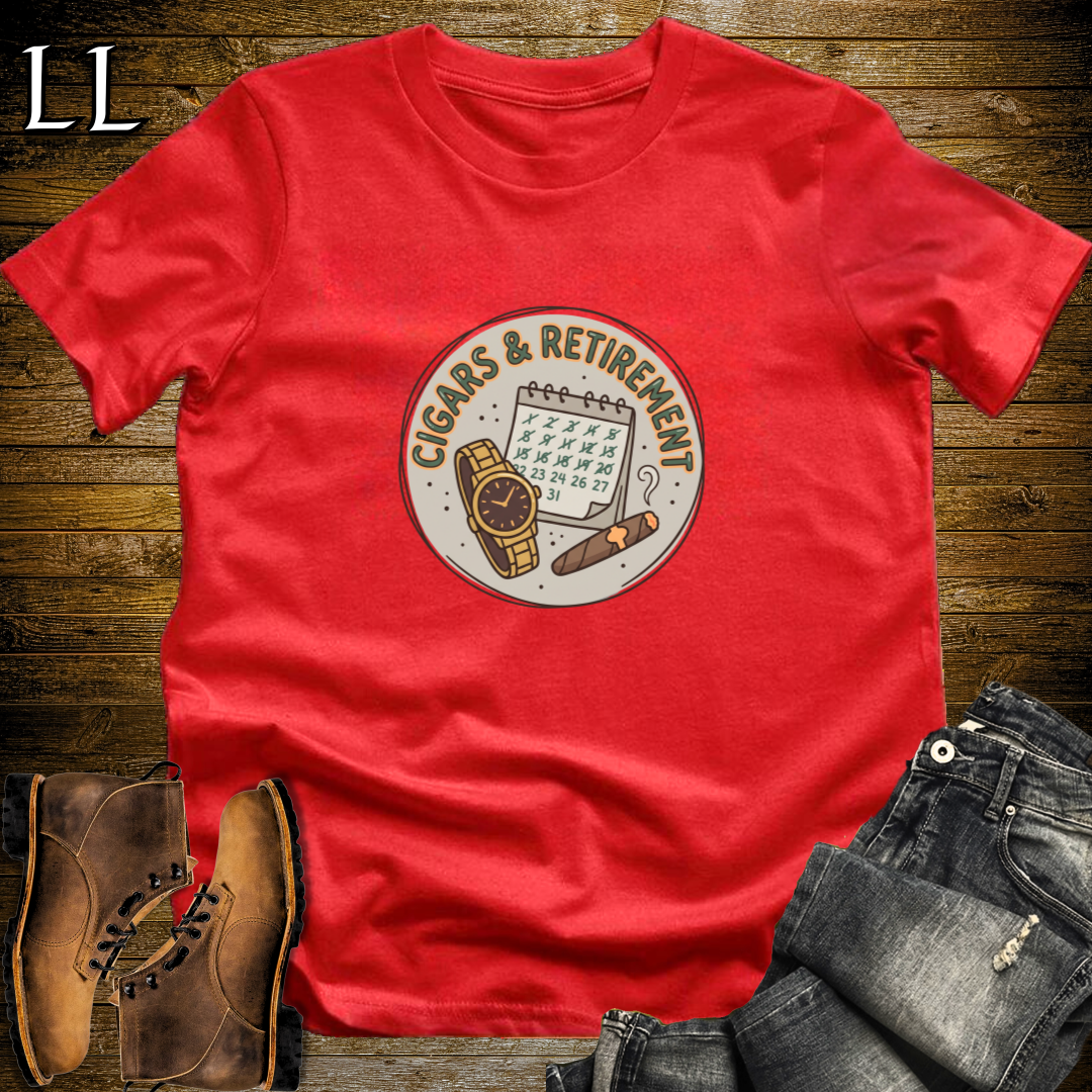 Cigars and Retirement T-Shirt Red | Retirement Cigar Gift Tee