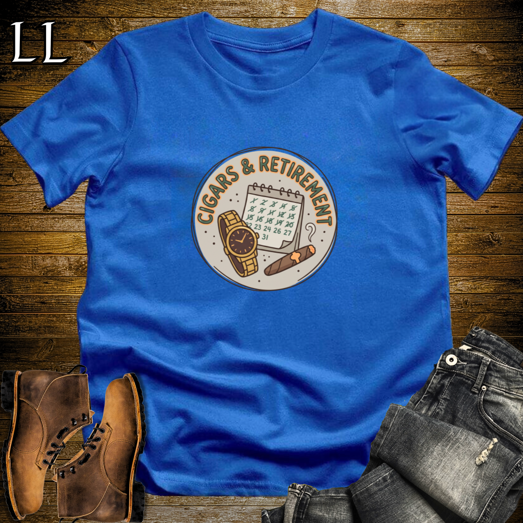 Cigars and Retirement T-Shirt Royal Blue | Retirement Cigar Gift Tee