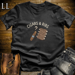Cigars and Ribs T-Shirt Black | BBQ Cigar Lover Gift Tee