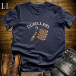 Cigars and Ribs T-Shirt Navy | BBQ Cigar Lover Gift Tee