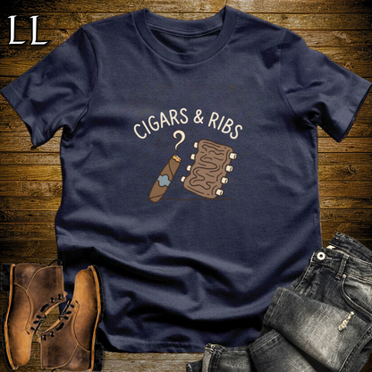 Cigars and Ribs T-Shirt Navy | BBQ Cigar Lover Gift Tee