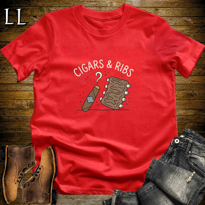Cigars and Ribs T-Shirt Red | BBQ Cigar Lover Gift Tee