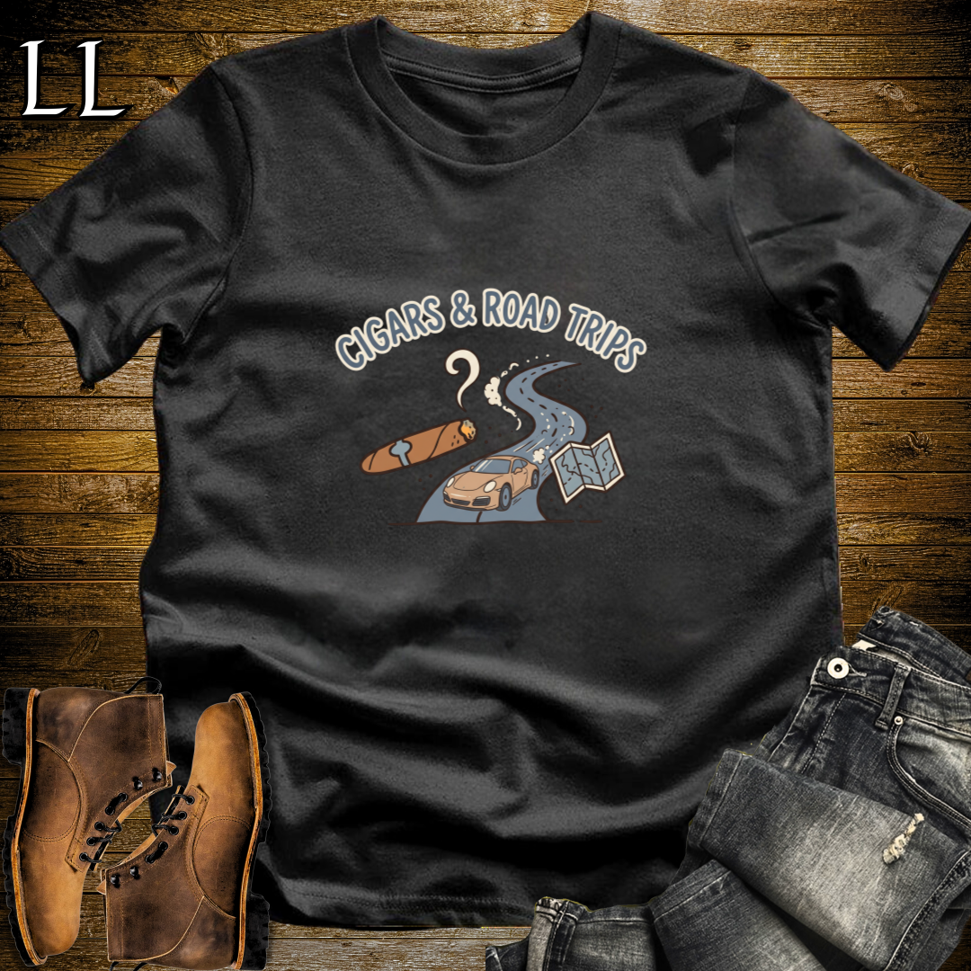 Cigars and Road Trips T-Shirt Black | Cigar Lover Gift Tee