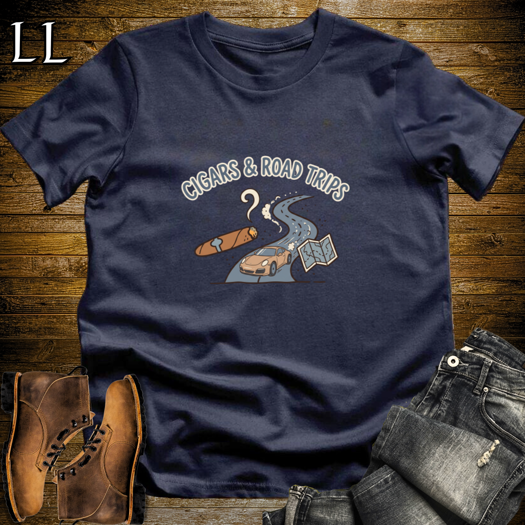 Cigars and Road Trips T-Shirt Navy | Cigar Lover Gift Tee