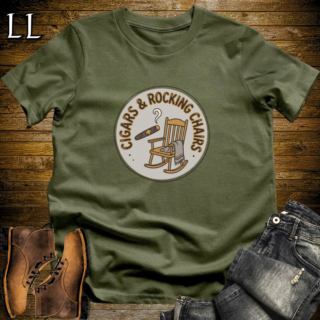 Cigars and Rocking Chairs T-Shirt Military Green | Rocking Chair Cigar Shirt