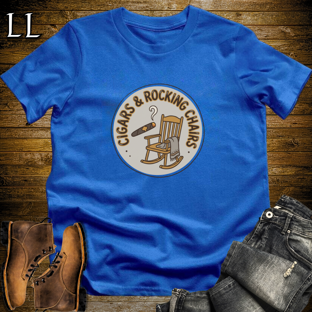 Cigars and Rocking Chairs T-Shirt Royal Blue | Rocking Chair Cigar Shirt