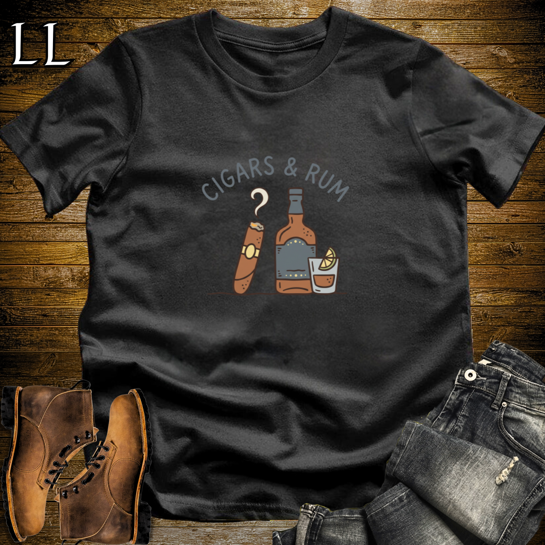 Cigars and Rum T-Shirt Black | Cigar and Rum Lover Tee