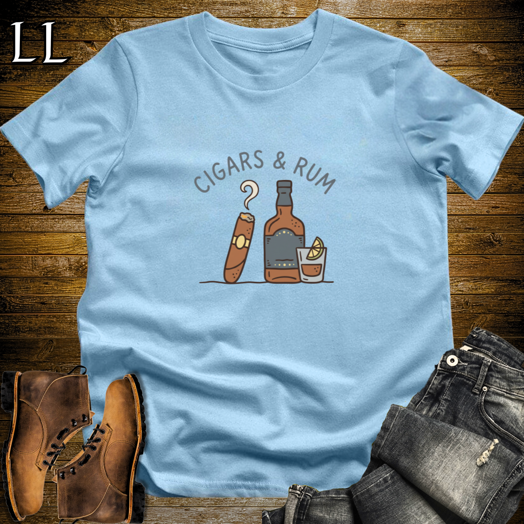 Cigars and Rum T-Shirt Light Blue | Cigar and Rum Lover Tee
