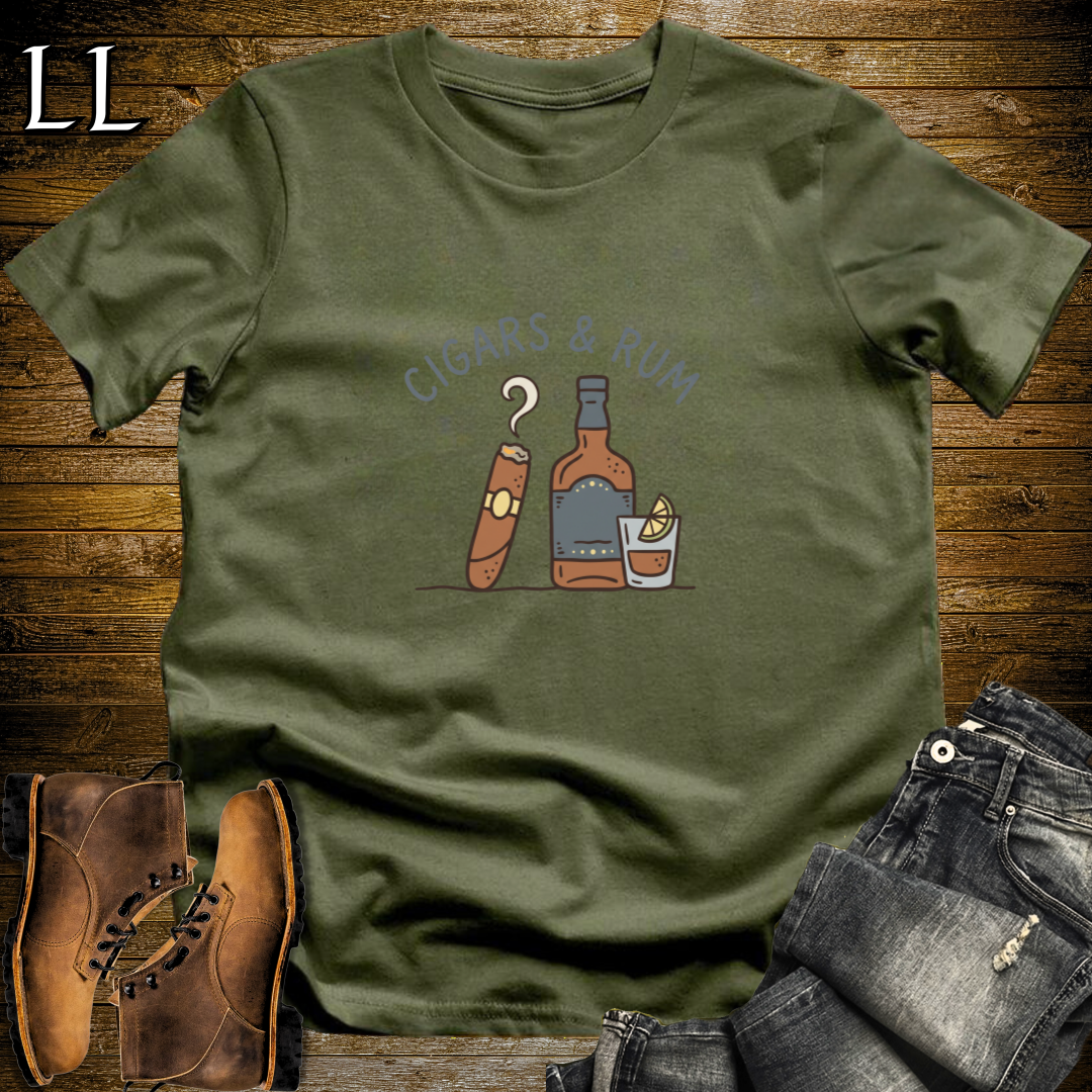 Cigars and Rum T-Shirt Military Green | Cigar and Rum Lover Tee