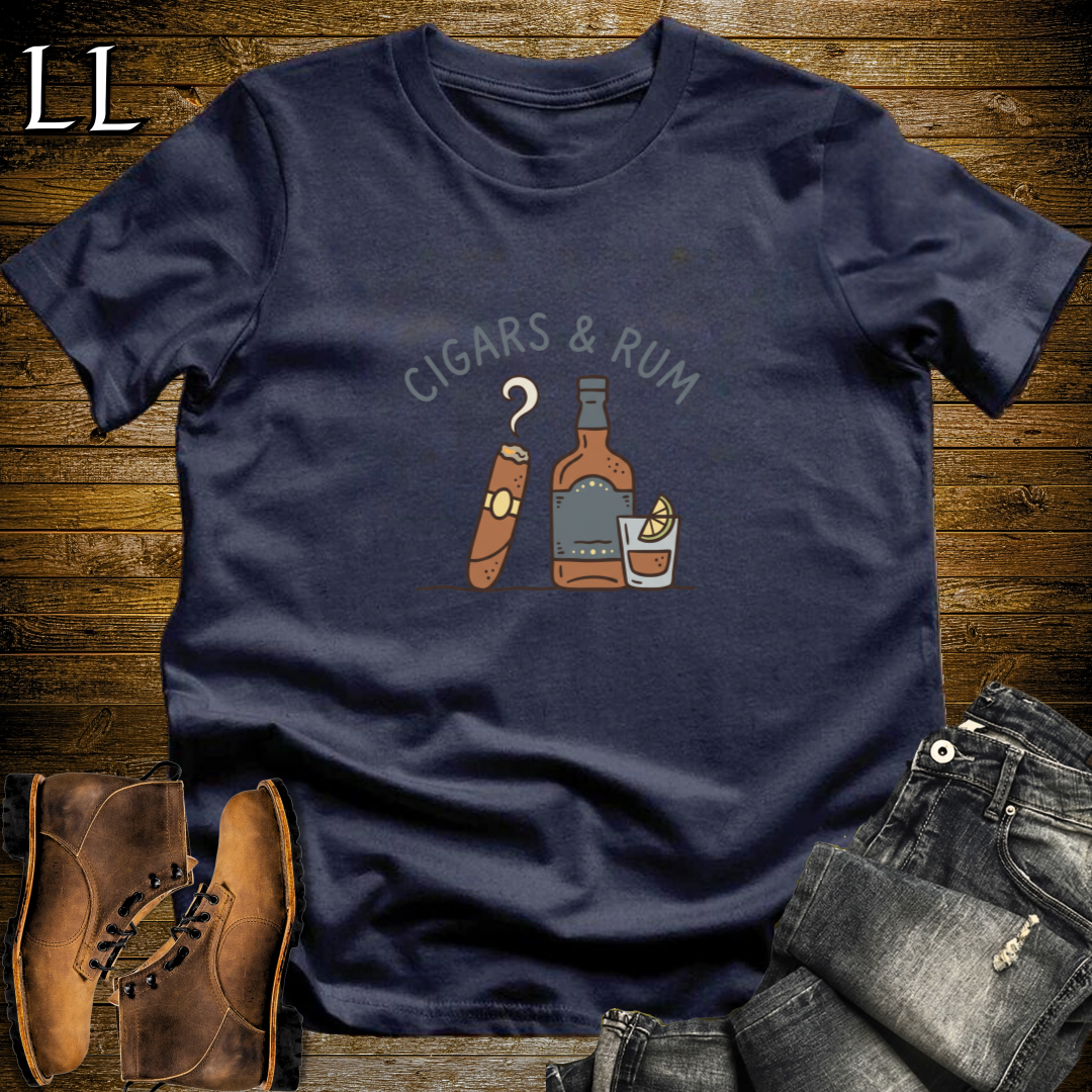 Cigars and Rum T-Shirt Navy | Cigar and Rum Lover Tee