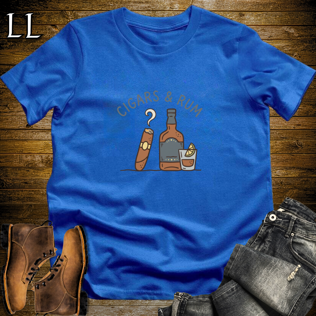 Cigars and Rum T-Shirt Royal Blue | Cigar and Rum Lover Tee