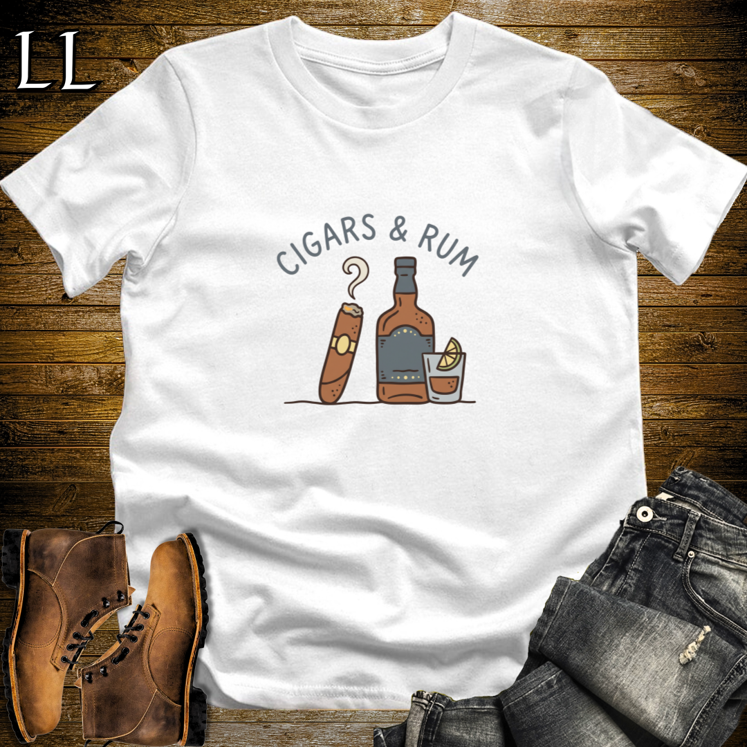 Cigars and Rum T-Shirt White | Cigar and Rum Lover Tee