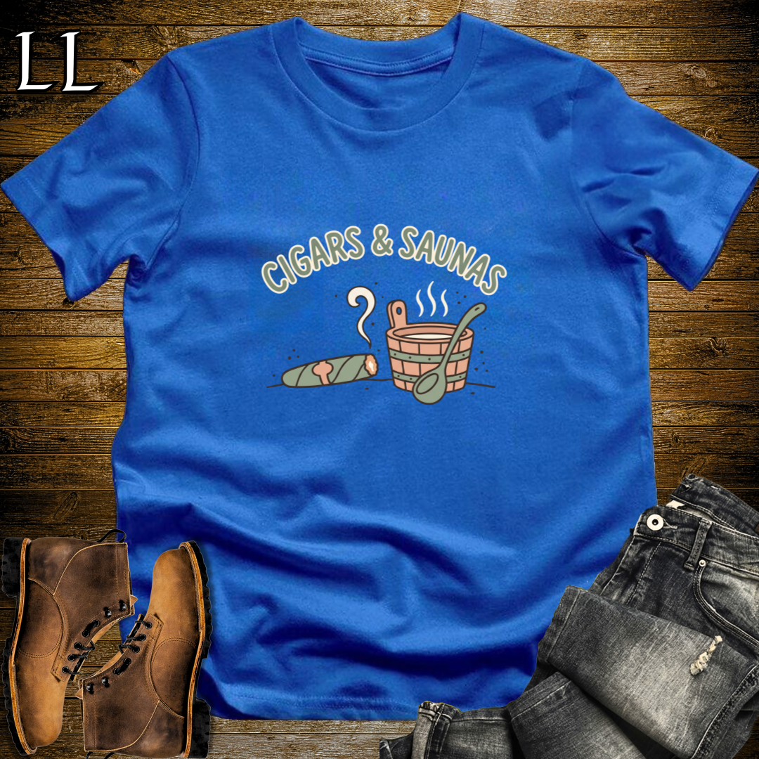 Cigars and Saunas T-Shirt Royal Blue | Cigar Lover Gift Shirt