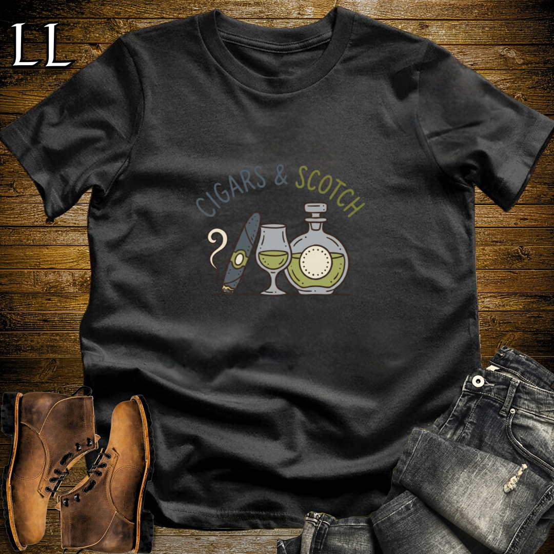 Cigars and Scotch T-Shirt Black | Cigar and Scotch Tee